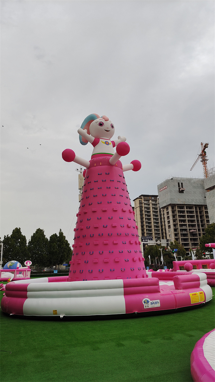 Inflatable rock climbing is popular in autumn